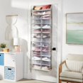 thumbnail image 3 of Over The Door 26 Shelf Mesh Shoe Organizer Light Gray - Hanging Shoe Storage, Closet Organizer, Holds 13 Pairs, 3 of 4