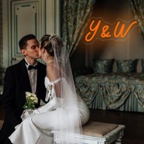 UPONRAY Single Line Custom Neon Signs with &, Usb Powered with Adjustable Brightness Wall Decor for Gifts, Orange, 14 inch