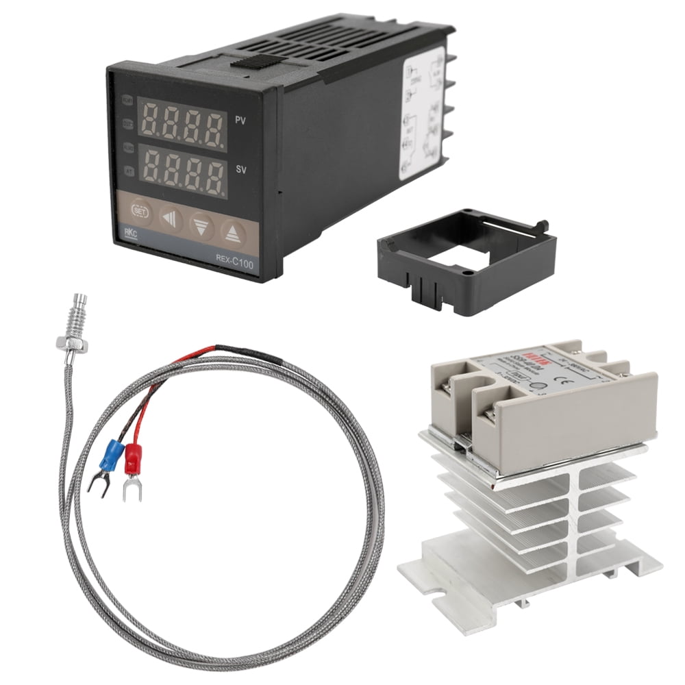 K Thermocouple SSR40DA REX-C100 Dual Digital PID Temperature Controller 220V
