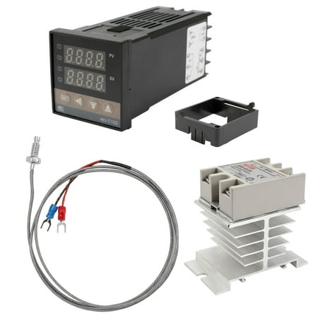 Dual Digital PID Temperature Controller Thermostat REX-C100 Thermocouple SSR-40DA Solid Relay Programmable