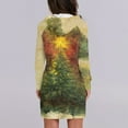 thumbnail image 5 of Christmas Dresses for Women Women's Sweatshirt Dress Long Sleeve Hoodies Dresses with Snowflake Christmas Tree Print for Casual Fall and Winter Wear,Army Green,L, 5 of 7