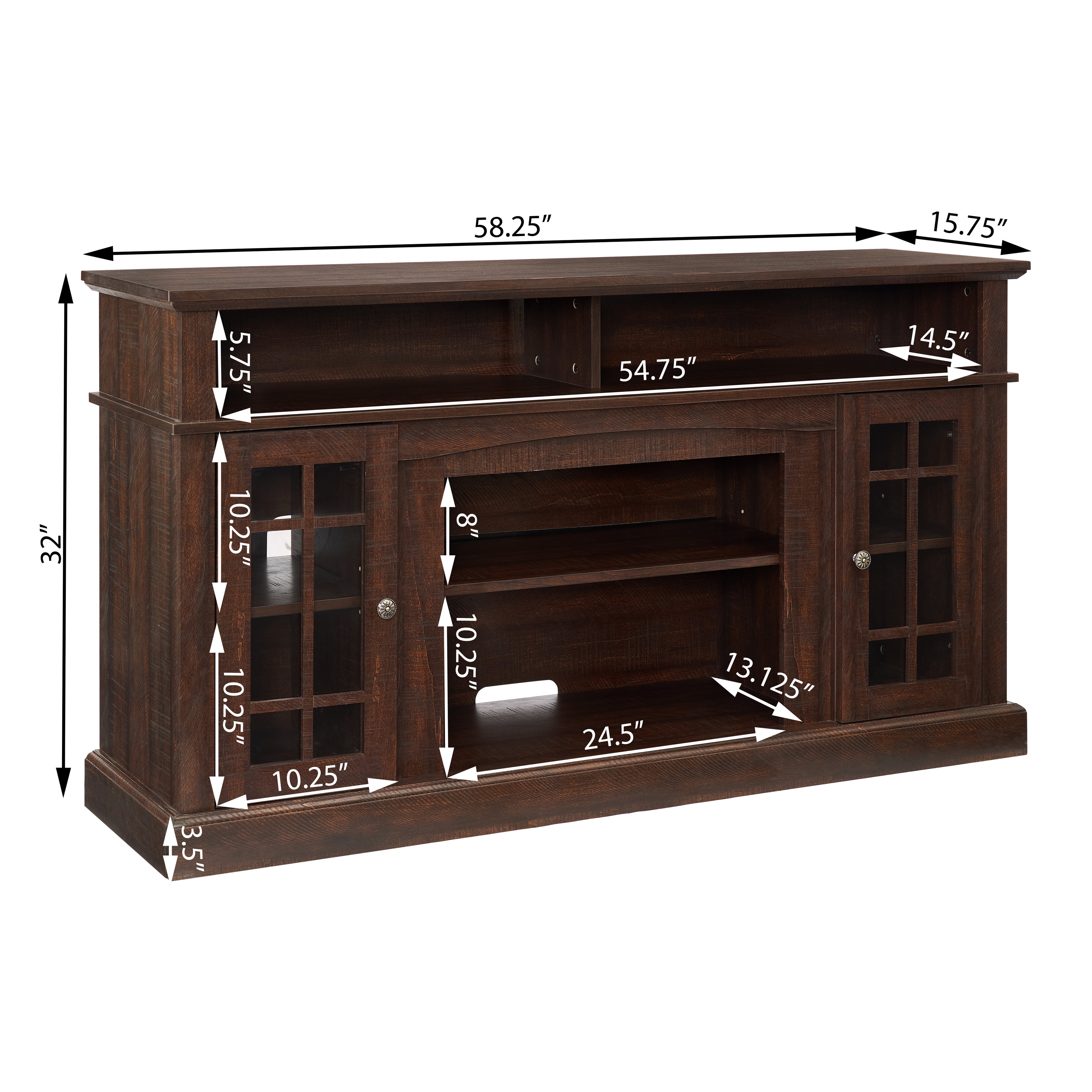 Aukfa TV Stand for TV up to 65", TV Console Table with Storage and Cabinet, 2 Doors, Espresso
