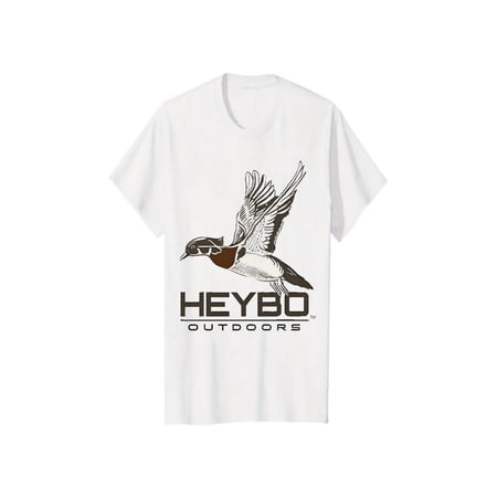 Comfort Cotton Short Sleeve T- Shirt Heybo outdoors Camo Duck T-Shirt , Flying Mallard Graphic with Camouflage Background , Short Sleeve Hunting Tee for Waterfowl Hunters , Comfortable Fit for Hunter