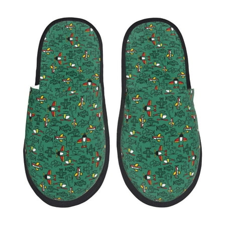 Balery Cartoon Air Transportation Slient Indoor Furry Fleece Comfort House Shoes Soft Non-Slip Home Shoes Cotton slippers House Slippers-- Large