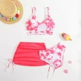 thumbnail image 3 of HOWPAY Girls Swimsuit 3 Piece Cute Sleeveless Bikini Sets Sun Beach Sport Spaghetti Strap Bathing Suit with Cover up Skirt Summer Swimwear Hot Pink, 3 of 3