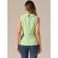 thumbnail image 3 of Unique Bargains Women's Peter Pan Collar Blouse Sleeveless Jacquard Floral Tank Top XL Light Green, 3 of 6