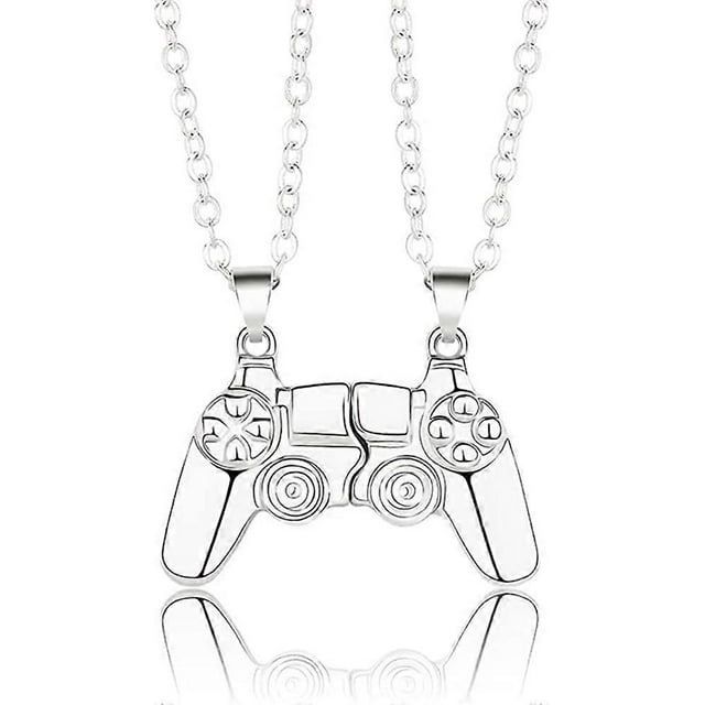 Collar con mando de juego magnético para pareja. Colgante a juego con el mango de la consola para mejores amigos, regalos de amistad y San Valentín. Joyería para él y para ella.