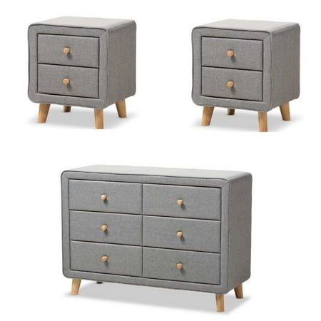 Jonesy 3 Piece Modern 6 Drawer Dresser And 2 Drawer Nightstand Set