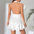 thumbnail image 4 of Women's Halter V-Neck Backless Mini Dress Ruffle Hem Fit and Flare Casual Party Graduation Dress, 4 of 7