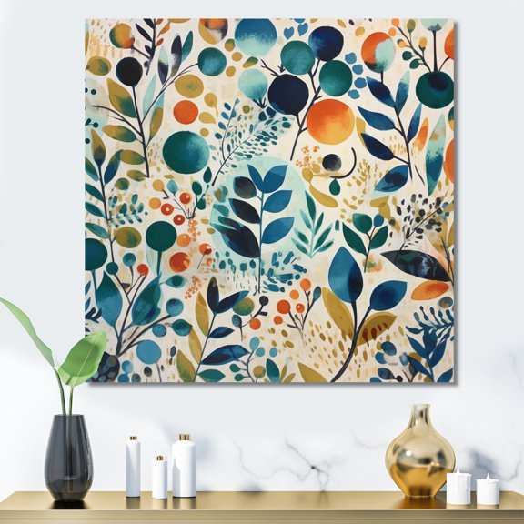 DESIGN ART Designart "Blue Fern"S Symphony" Floral Ferns Wall Decor 30 in. wide x 30 in. high
