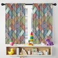 thumbnail image 5 of Blackout Kids Curtains,Multicolor Ethnic Geometric Patchwork Pattern Childrens Insulated Curtains Set Of 2,Bedroom Essentials,Toddler Room Decor 42x54in(106x137cm), 5 of 5