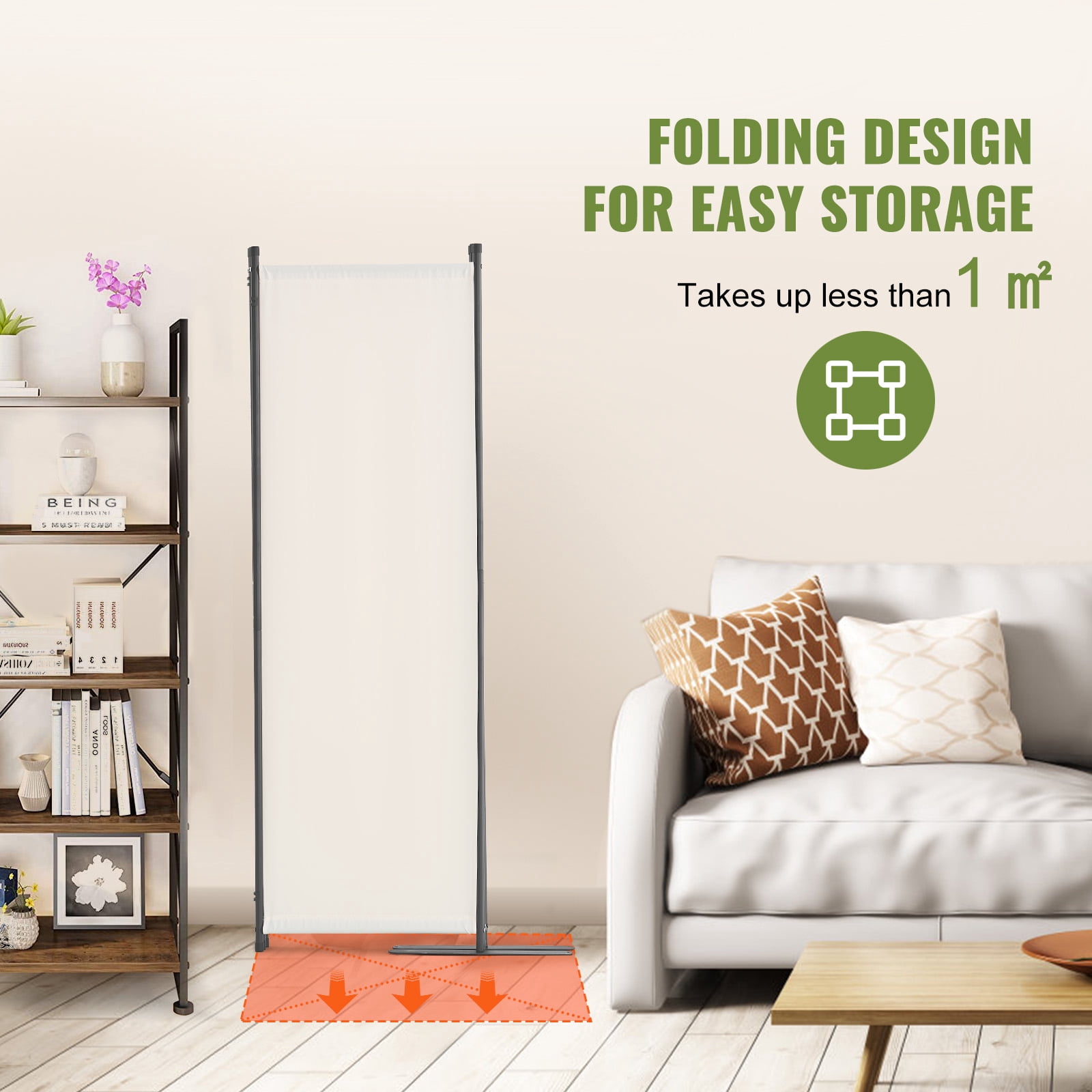 VEVOR Room Divider, 4 Panel Room Dividers and Folding Privacy Screens, Fabric Partition Room Dividers for Office, Bedroom, Dining Room, Study, Freestanding, White