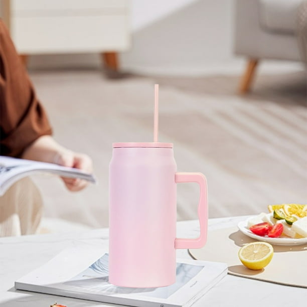 Aparatos de cocina, Accesorios de cocina, Utensilios de cocina, Taza de viaje térmica de acero inoxidable de gran capacidad con pajita, tapa y asa a prueba de fugas, capacidad de 1500 ml. Taza térmica