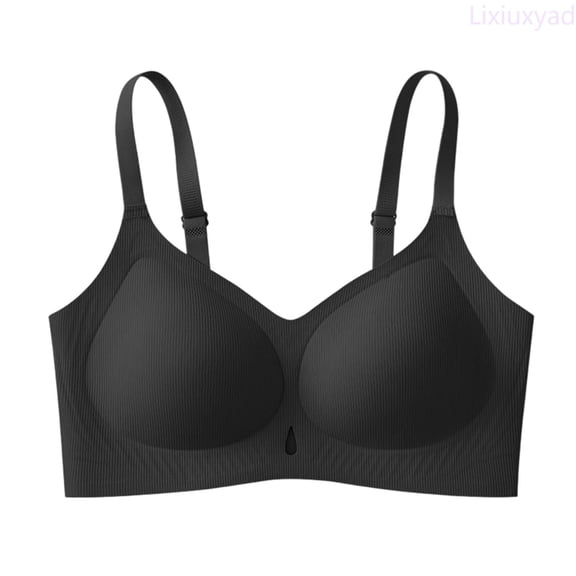Lixiuxyad Jelly Strip Lift Soft Support Bra For Seamless No Side Bulge Push Up Demi Fixed Cup Wireless Comfort,Bras for Women Black L