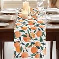 thumbnail image 3 of Orange Table Runner, Summer Botanical Leaves Watercolor Washable Cotton Linen Table Runners 108 Inches Long, Dresser Scarf Runner for Dining/Living Room/Kitchen/Square Tables 13''x108'', 3 of 9