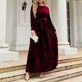 thumbnail image 5 of Womens Spring Autumn And Winter Elegant Temperament Style Long Dress Gold Velvet Solid Color High End Dress Long Sleeved Round Neck Dress Dresses for Women Long Sleeve Fall Concert Dresses Dresses, 5 of 6