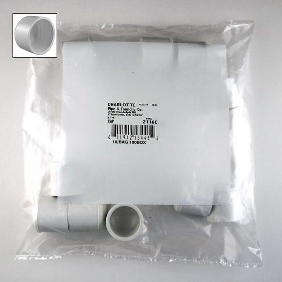Charlotte Pipe PVC 02116C 0800HA PVC Pressure Slip Cap, White