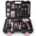 thumbnail image 1 of Kit de herramientas Sundpey 206 piezas con taladro eléctrico inalámbrico de 12 V, color rosa, 1 of 8