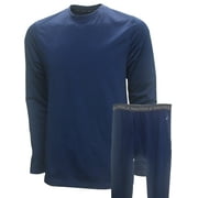 Nautica Mens 2-Piece Brushed Base Layer Pant & Shirt Set, Large Navy -