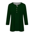 thumbnail image 2 of Tiqkatyck Womens Tops Clearance, Women's Fashion Button Up 3/4 Sleeve Solid Color T Shirt Shirts for Women, Summer Tops for Women 2024 Green XXL, 2 of 5