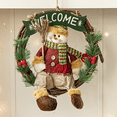 thumbnail image 3 of Christmas Decoration Rattan Circle with Fabric Doll Handmade Xmas Decor Accessories Wall Hanging, 3 of 5