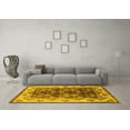 thumbnail image 3 of Ahgly Company Machine Washable Indoor Square Oriental Yellow Industrial Area Rugs, 5' Square, 3 of 4