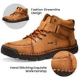 thumbnail image 6 of Men’s Chukka Boots with Hand Stitching Winter Warm Faux Fur Lined Boot Driving Riding Lace-up Loafers, 6 of 7