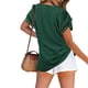 thumbnail image 4 of Sonducket Camiseta de algodón para mujer, camiseta holgada de encaje de Color sólido, Top de verano para viajes, vacaciones en la playa, deportes, Prendas para la parte del cuerpo Verde XL Sonducket AP010362-14, 4 of 6