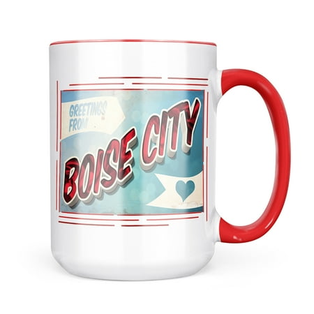 

Neonblond Greetings from Boise City Vintage Postcard Mug gift for Coffee Tea lovers