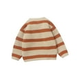 thumbnail image 3 of Bjutir Baby Toddler Kids Girls Boys Stripe Sweater Long Sleeve Crewneck Warm Cute Casual Knit Sweater Khaki Size 9-12 Months, 3 of 9