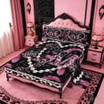 thumbnail image 2 of meiyoeat Classic Leopard Alphabet Print Full Size Sheets For Adults,Fashion Cheetah Initial M Bed Sheets For Kids,4pcs, 2 of 6