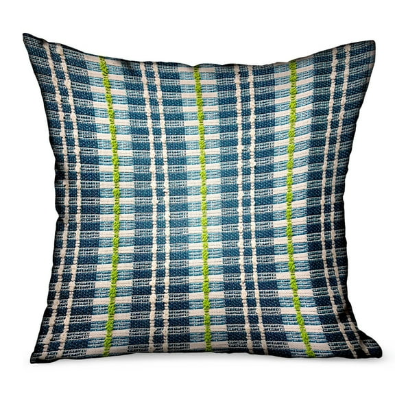 Plutus Brands Garden Tassel Blue Stripes Luxury Outdoor/Indoor Throw Pillow