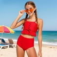 thumbnail image 2 of XZNPDUCQ Girls Swimsuit Bikini Sets 2 Piece Color Block Bathing Suits For Teen Girls Swimwear Swimming Suit For Girls 13-14 Years Red, 2 of 9