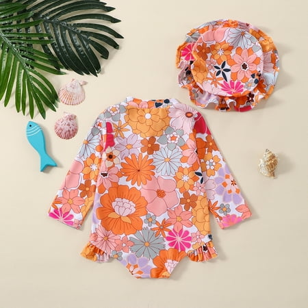 

Gubotare Toddler Fashion Summer Children Girl Swimsuit Flower Print Long Sleeve Girls Kids Kids Baby Girl Swimwear Penguin Orange 12-18 Months