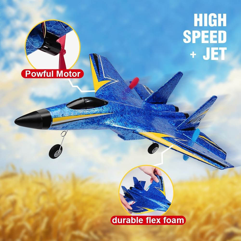 Roofworld RC Airplane SU-27 Blue with Gyro Night Lights 2.4GHz 2 Channel