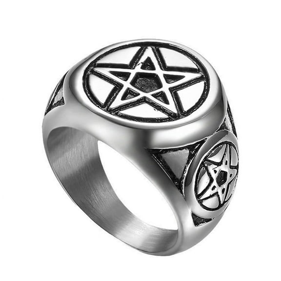 Men's Vintage Six Point Hexagram Star of David 14K White Gold Rings