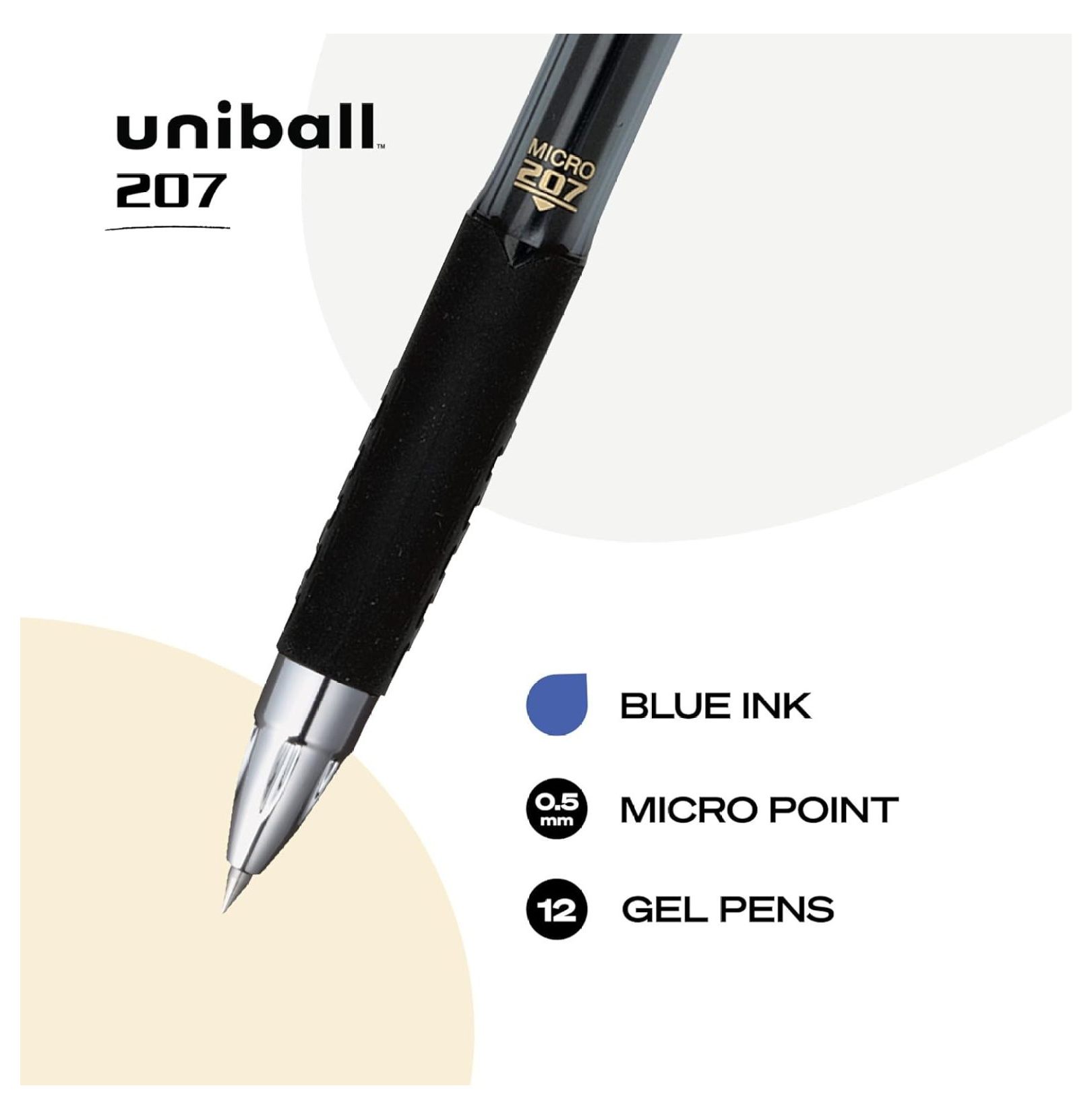 61256 207 Retractable Gel Pens, Micro Point (0.5mm), Blue, 12 Count