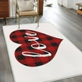 thumbnail image 4 of 4x6 Area Rugs, Valentine's Day Non-Skid Rubber Backing Large Rectangle Rugs - Living Room Bedroom Home Office, Red Black Plaid Love Sweet Romance Indoor Floor Mat Carpets Washable Rug, 4 of 9