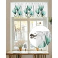 thumbnail image 7 of Teal Tulips Valances for Windows Transparent Floral Botanical Leaf Flower Valance Rod Pocket Light Filtering Short Window Treatments Curtains for Kitchen Bathroom Living Room Bedroom, 42 x 12 Inch, 7 of 7