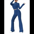 thumbnail image 1 of Conjunto de Pijama de Larga para Mujer, Conjunto de Pijama Informal de 2 Piezas, Ropa de Dormir de Otoño Azul XS, 1 of 8