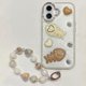 thumbnail image 1 of For iPhone 16 Case with Strap Glitter Heart Double Fishbone Epoxy PC TPU Phone Cover, 1 of 5
