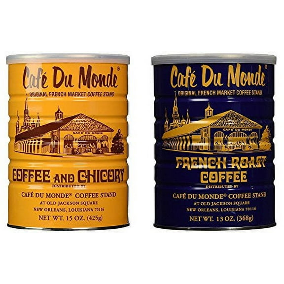Cafe Du Monde Coffee and Chickory and French Roast Bundle. New Orleans Coffee Bundle Includes One 15 ounce Original Coffee And One 13 Ounce French Roast.