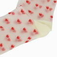thumbnail image 4 of Women's Sheer Crew Socks with Flocked Heart Pattern and Reinforced Toe and Heel 2-Pack - One Size Fits Most, Red, 4 of 7