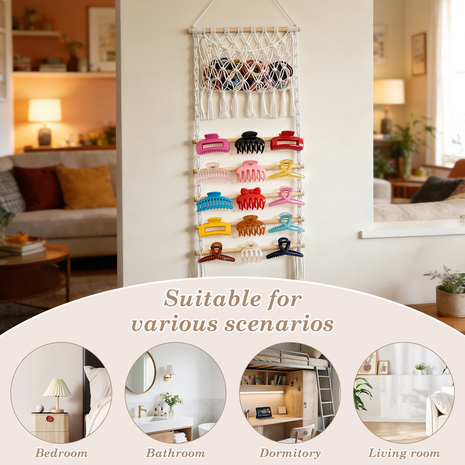 Hair Claw Clip Holder Wall Hanging Hair Ties Organizer Decorative Bow Organizer Practical Accessories Storage for Nursery Toddler Girls Room