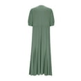 thumbnail image 5 of XUNKUSGA Maxi Dresses for Women Casual Round-Neck Short Puff Sleeve Womens Dresses Loose Soild Color Sundresses for Women Lightweight Breathable Long Dresses for Beach S-3XL Green, 5 of 5
