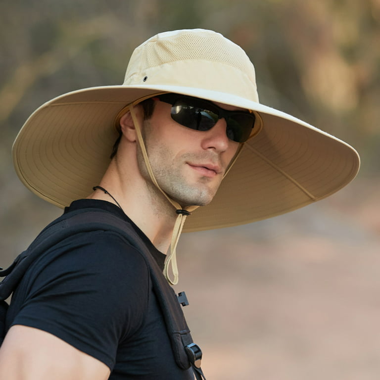 Men Wide Brim Sun Hat UV Protection Bucket Cap For Hiking Camping Fishing  Safari