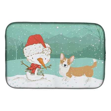 

Cardigan Corgi Snowman Christmas Dish Drying Mat