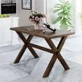 thumbnail image 4 of Farmhouse Dining Table with Solid Wood X-Shaped Legs, 250lbs Weight Capacity, 45.5" L x 29.6" W x 30.1" H (Brown), 4 of 7