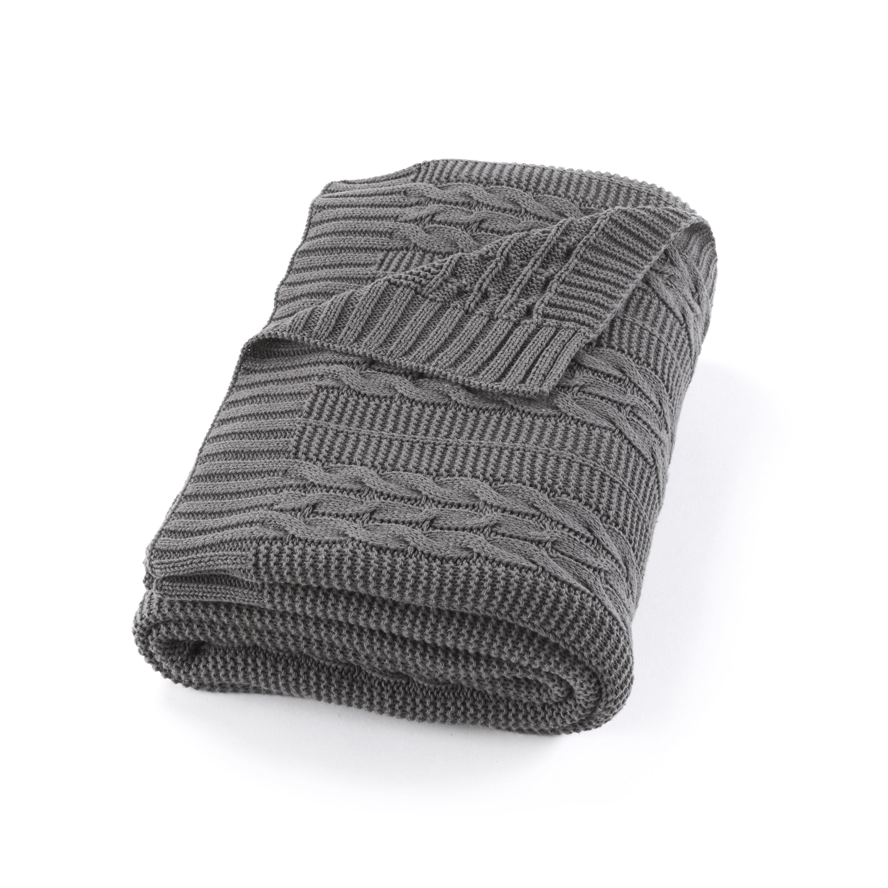 Cotton Cable Knit Throw Blanket with 