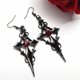 thumbnail image 5 of Para aretes colgantes con cruz y colgante de crucifijo negro gótico con diamantes de imitación rojos, 5 of 5